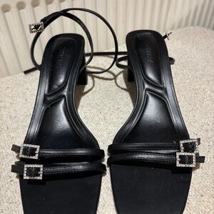 Primark Black Heels with Glittering Buckles